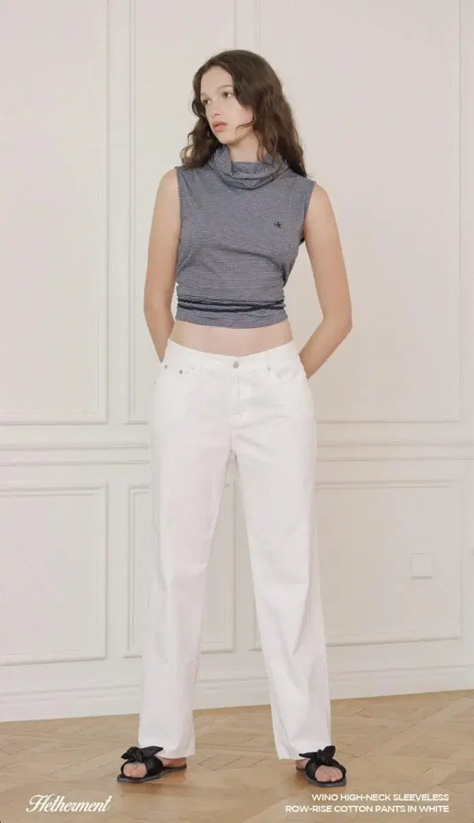 헤더먼트 low-rise cotton pants (white)